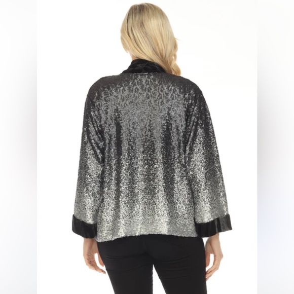 Johnny Was sequin button up top tunic kimono ombré chic grey Medium NWT $328 - Picture 14 of 17